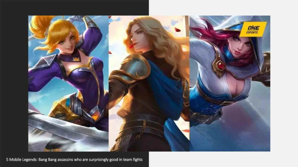 MLBB assassins Fanny, Lancelot, Natalia in ONE Esports featured image for article "5 Mobile Legends: Bang Bang assassins who are surprisingly good in team fights"